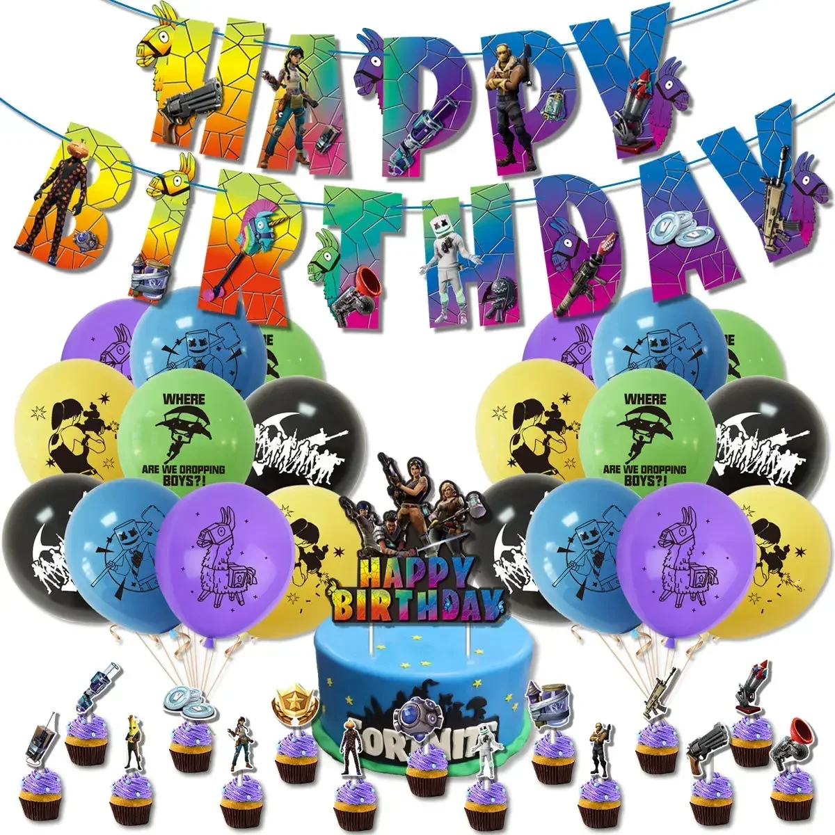 Party Games Adult Birthday - Perlengkapan Pesta Balon DIY Tema Fortnite